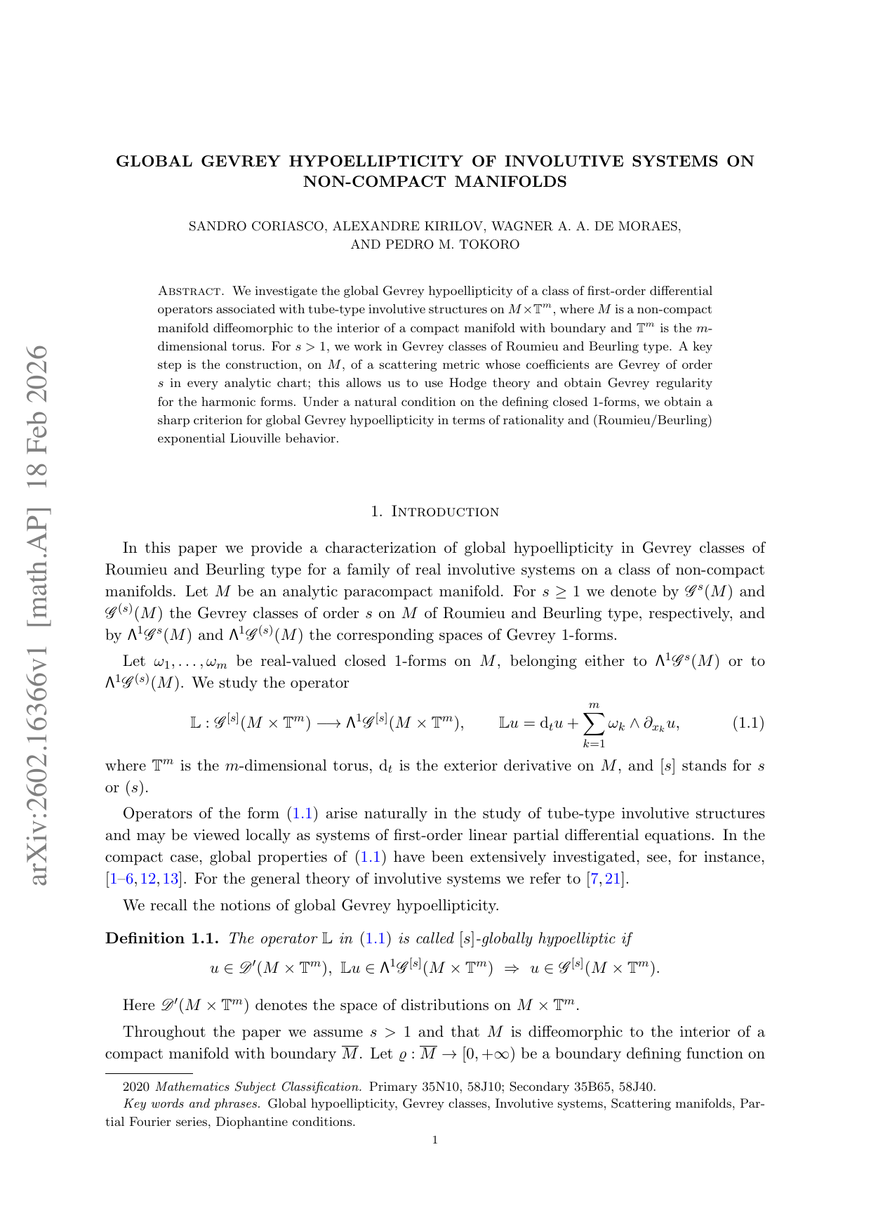 Global Gevrey Hypoellipticity of Involutive Systems on Non-Compact Manifolds