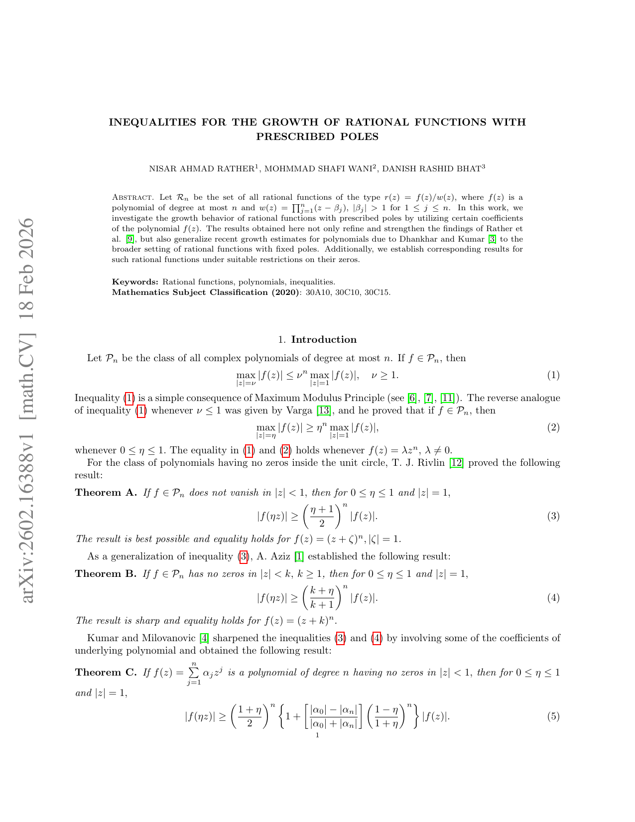 극점이 고정된 유리함수의 성장 불평등: 기존 다항식 결과의 확장과 정밀화