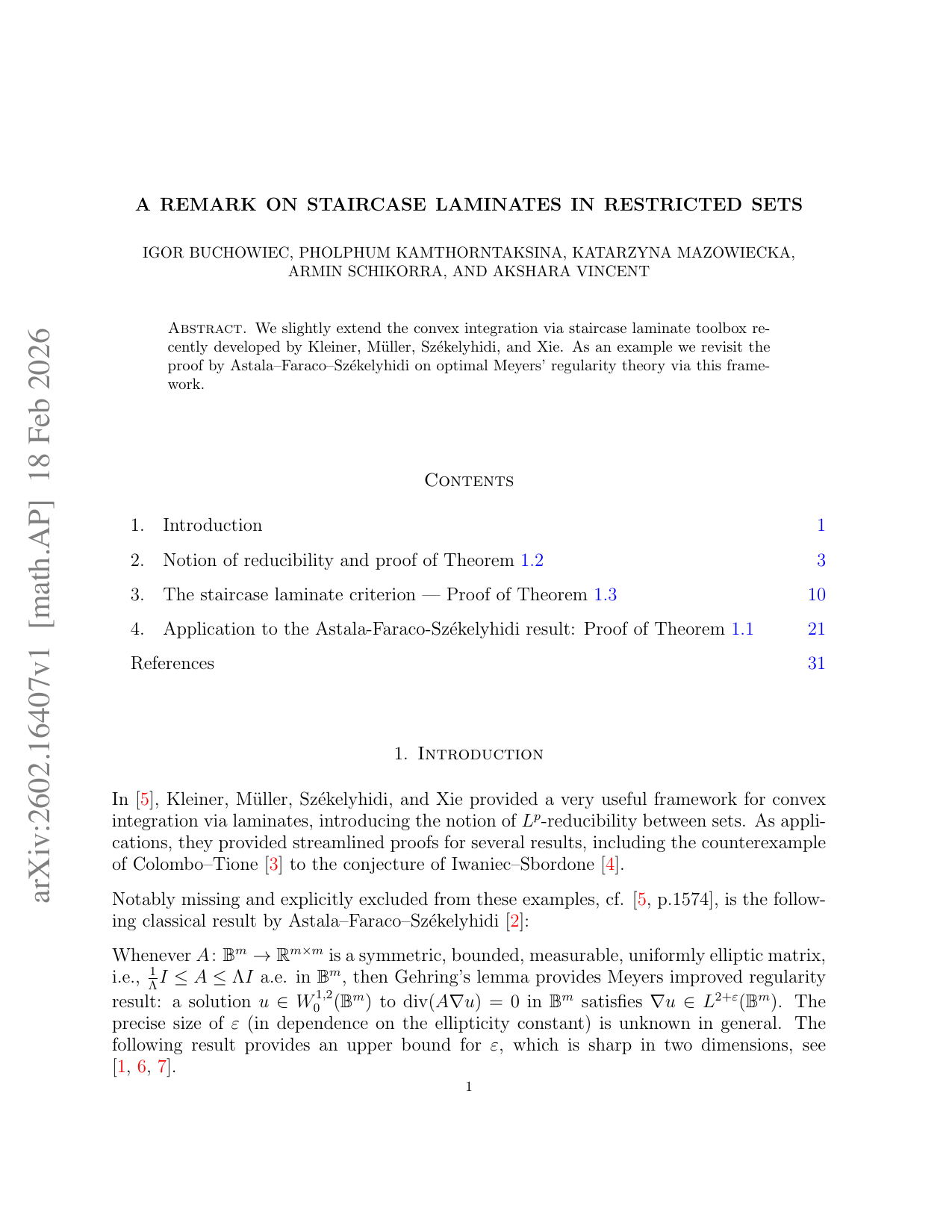 A remark on staircase laminates in restricted sets