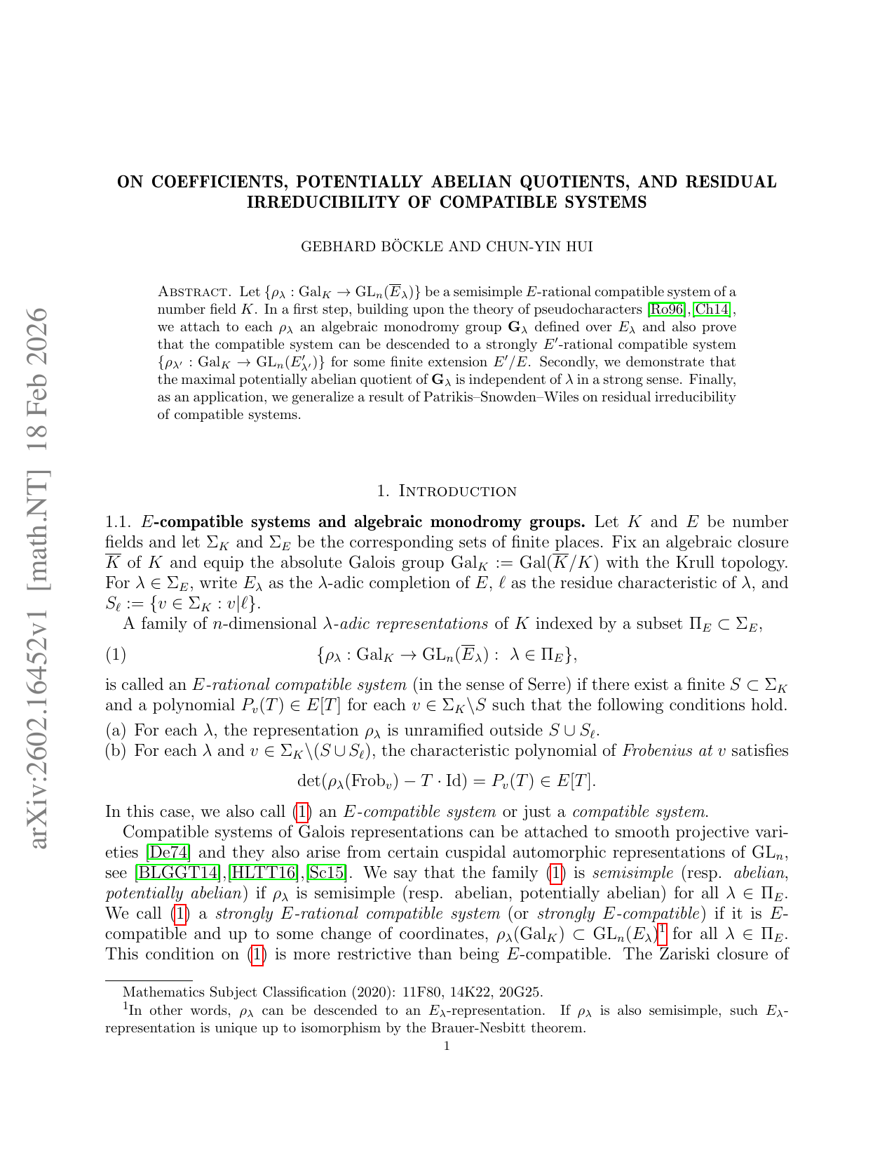 On coefficients, potentially abelian quotients, and residual irreducibility of compatible systems
