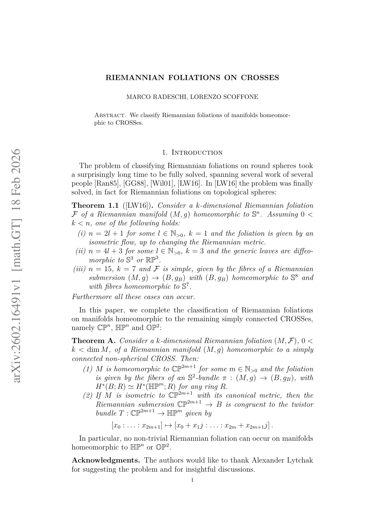 Riemannian foliations on CROSSes