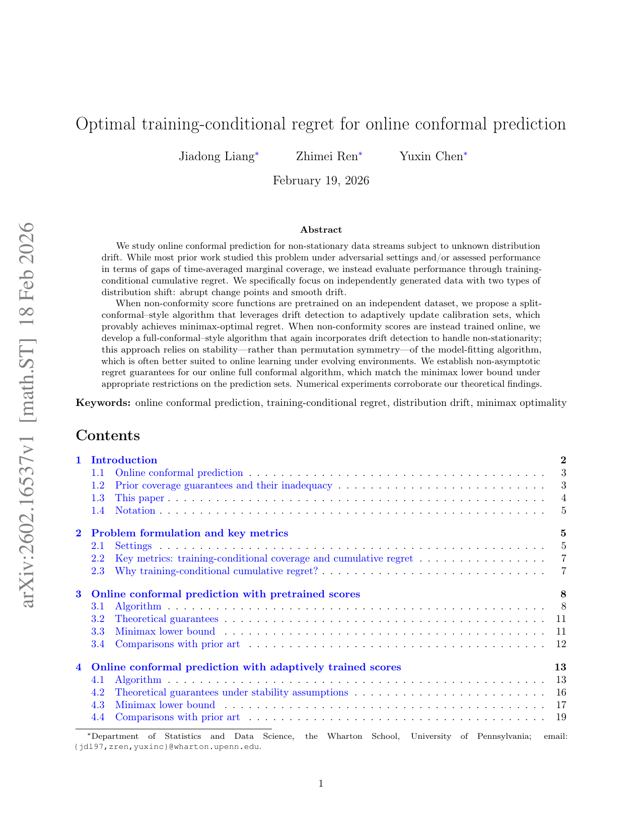 Optimal training-conditional regret for online conformal prediction