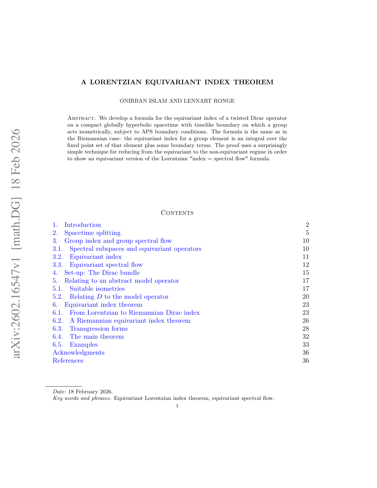 A Lorentzian Equivariant Index Theorem