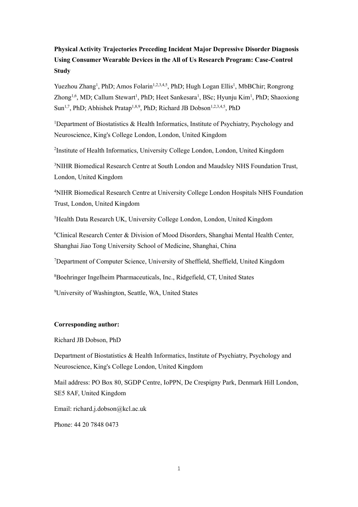 Physical Activity Trajectories Preceding Incident Major Depressive Disorder Diagnosis Using Consumer Wearable Devices in the All of Us Research Program: Case-Control Study
