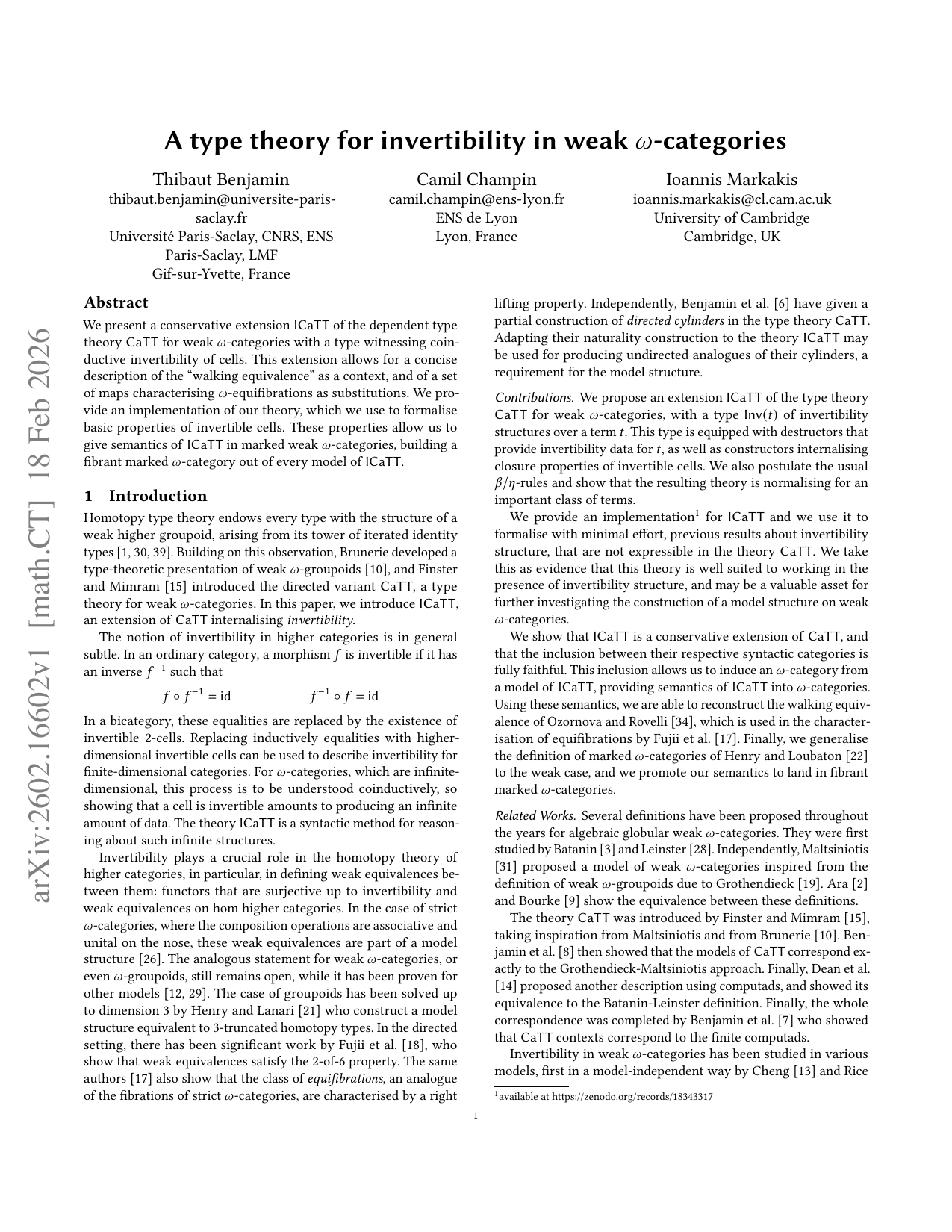 A type theory for invertibility in weak $ฯ$-categories