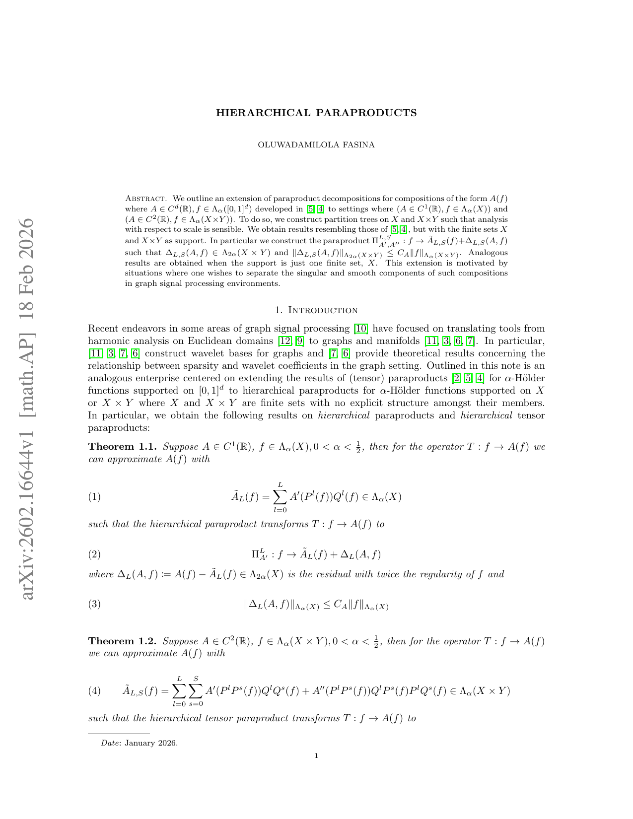 Hierarchical paraproducts