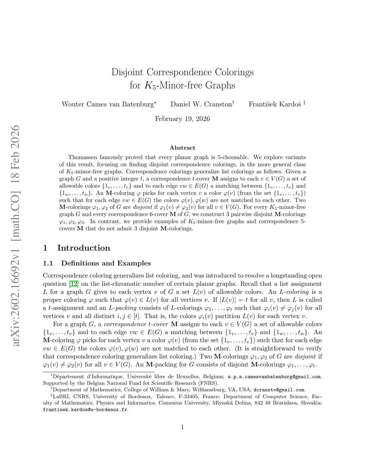 Disjoint Correspondence Colorings for $K_5$-Minor-free Graphs