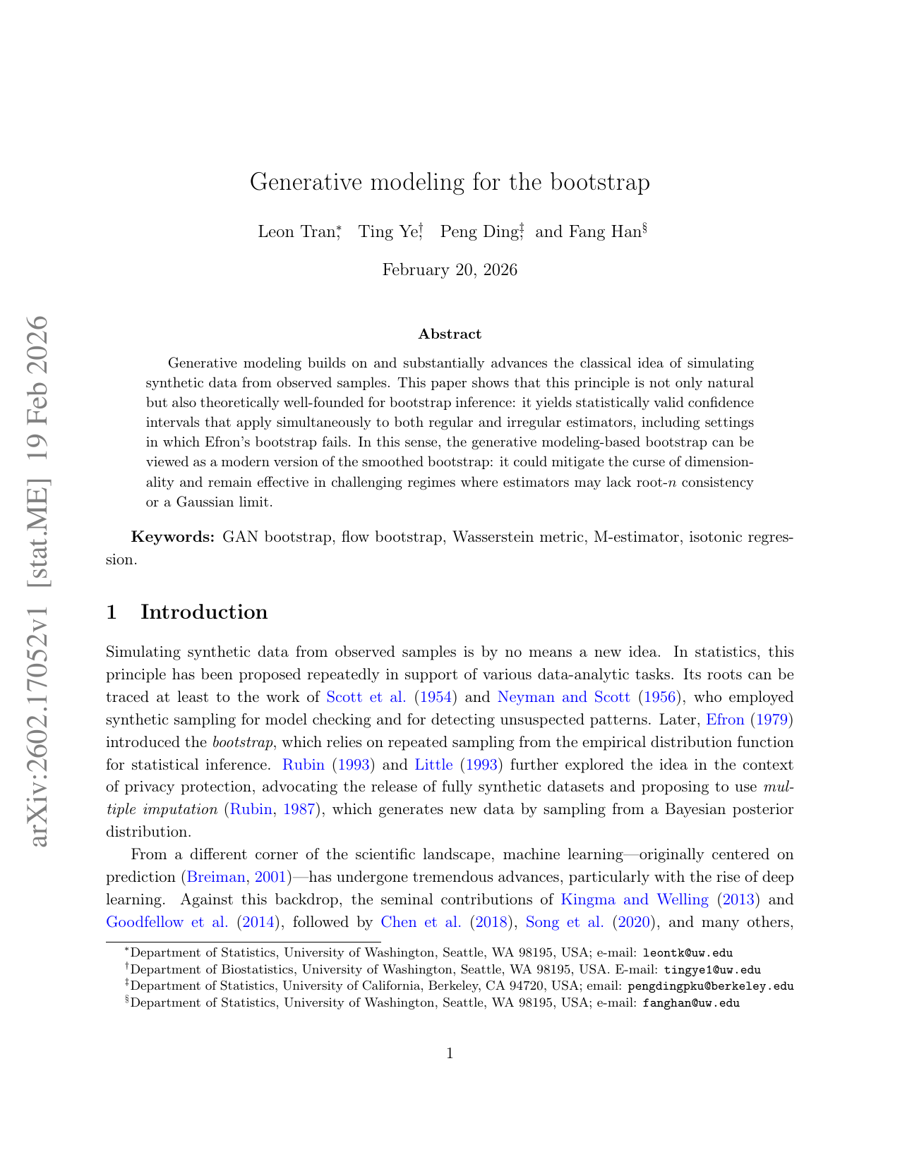 Generative modeling for the bootstrap