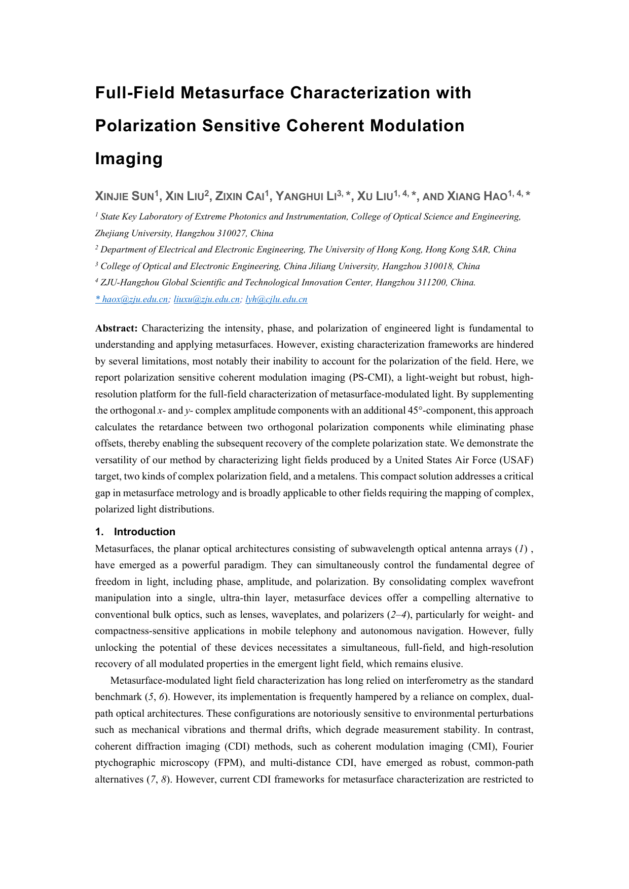 Full-Field Metasurface Characterization with Polarization Sensitive Coherent Modulation Imaging