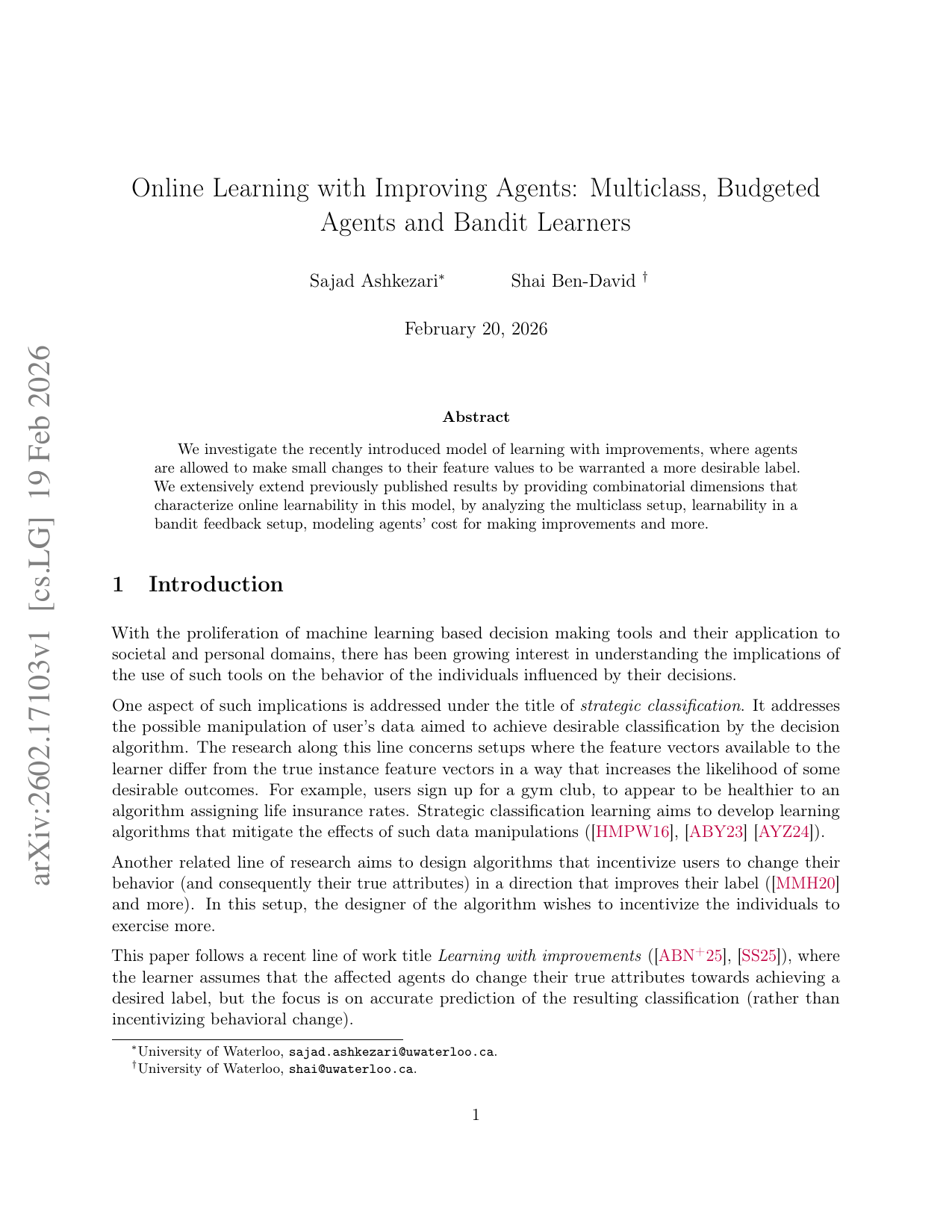 Online Learning with Improving Agents: Multiclass, Budgeted Agents and Bandit Learners