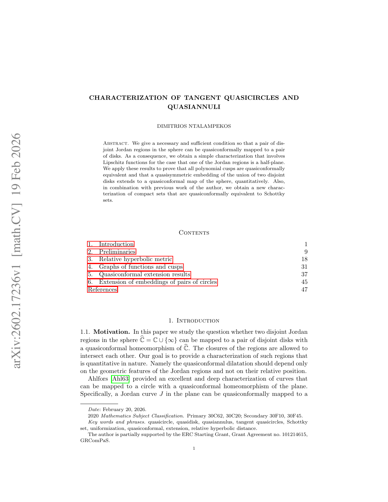 Characterization of tangent quasicircles and quasiannuli