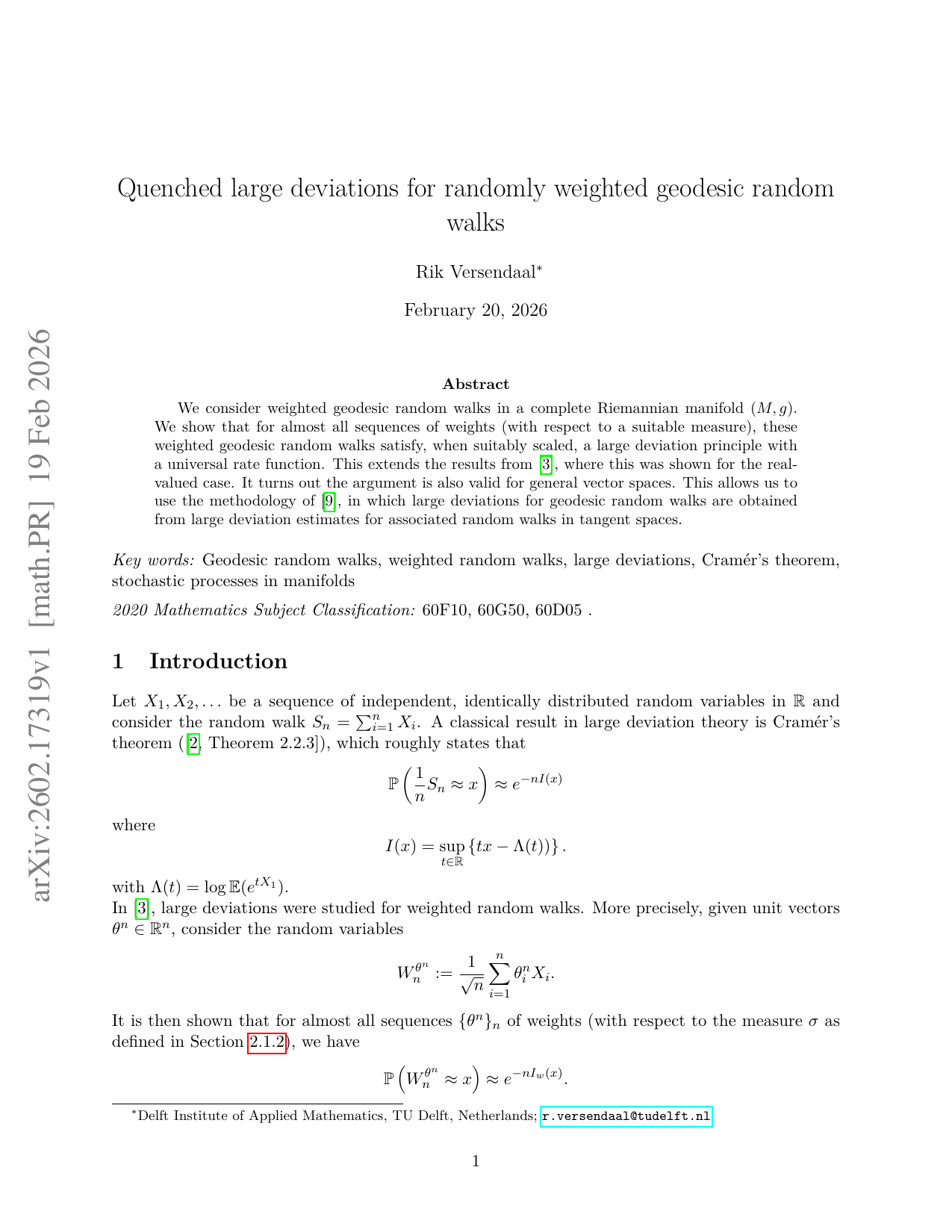 Quenched large deviations for randomly weighted geodesic random walks