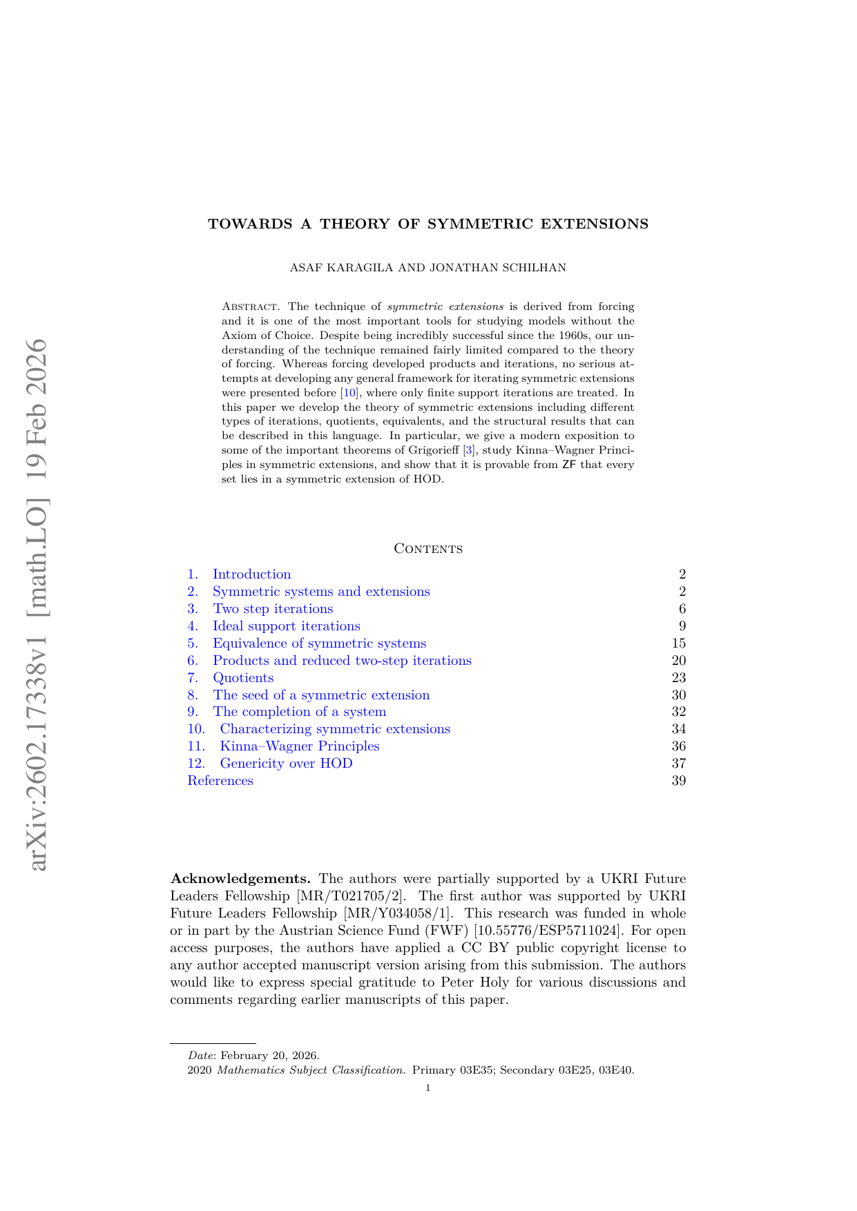 Towards a theory of symmetric extensions