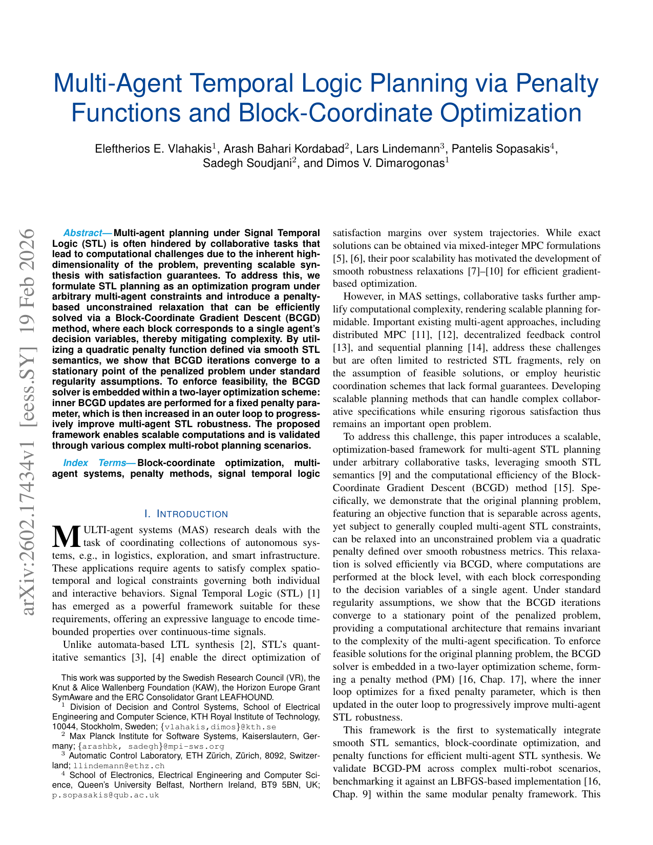 Multi-Agent Temporal Logic Planning via Penalty Functions and Block-Coordinate Optimization