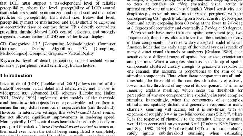 Supra-threshold control of peripheral LOD