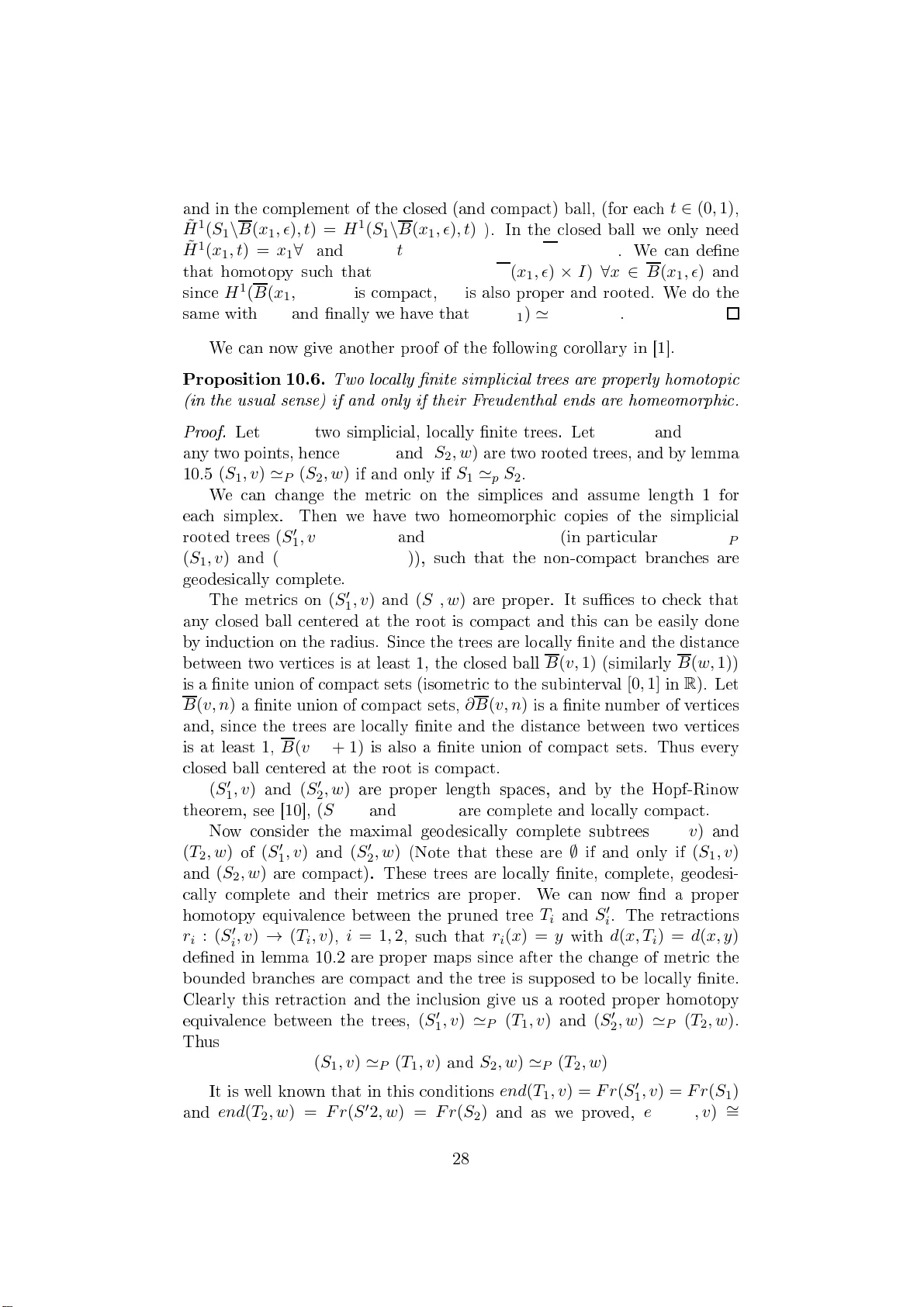 R‑트리 끝점 사이의 균등 연속 사상과 코스 기하학