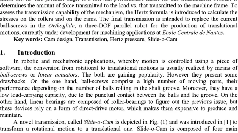 The Optimization of a Novel Prismatic Drive