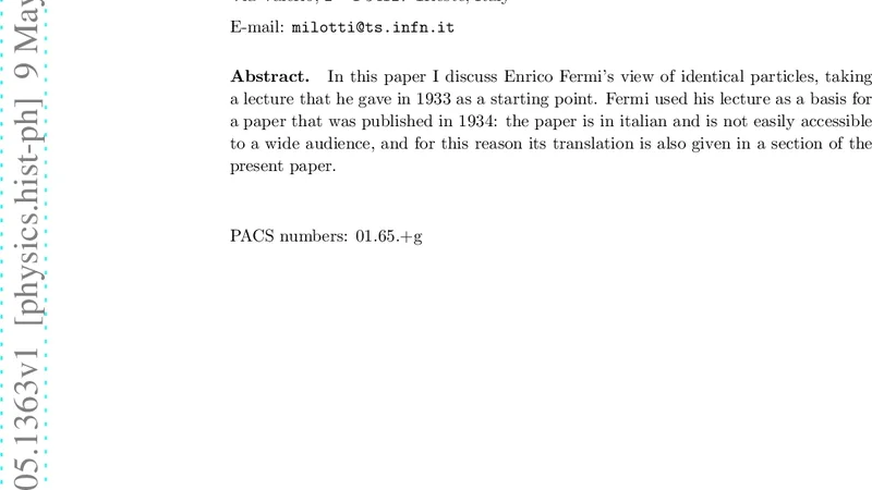 Enrico Fermis view of identical particles