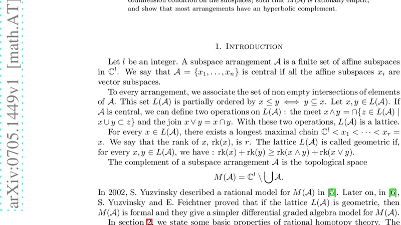 Rational homotopy type of subspace arrangements with a geometric lattice