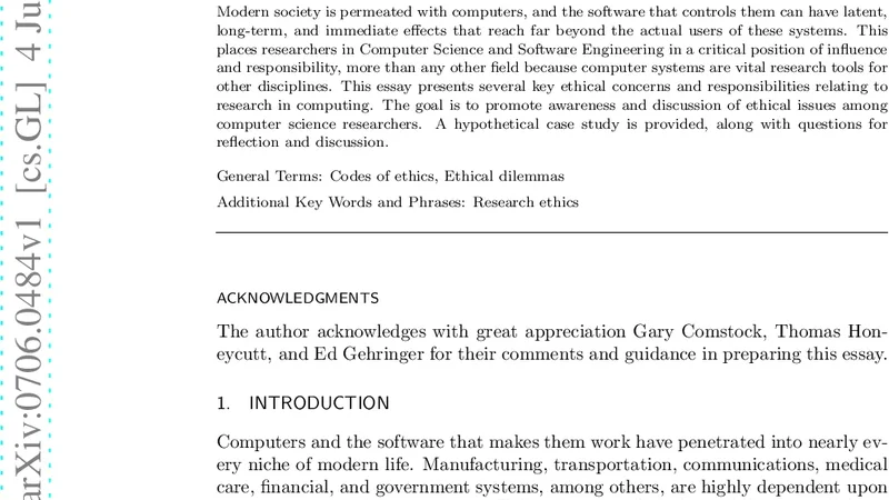 Motivation, Design, and Ubiquity: A Discussion of Research Ethics and   Computer Science