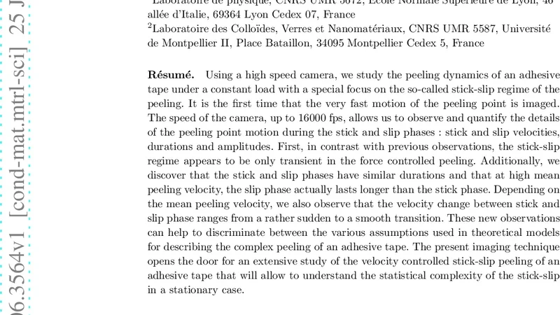 Imaging the stick-slip peeling of an adhesive tape under a constant load