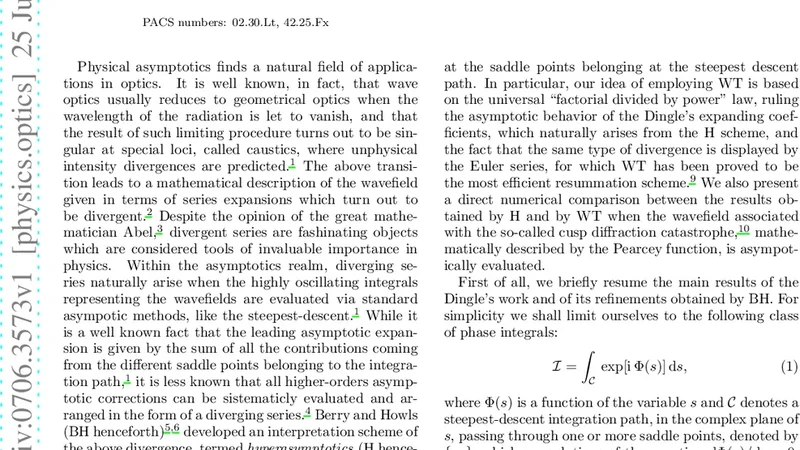 Optical asymptotics via Weniger transformation