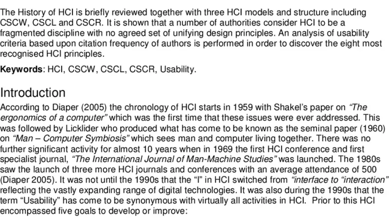The Review and Analysis of Human Computer Interaction (HCI) Principles