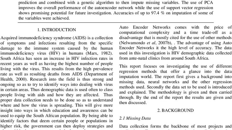 Autoencoder, Principal Component Analysis and Support Vector Regression   for Data Imputation