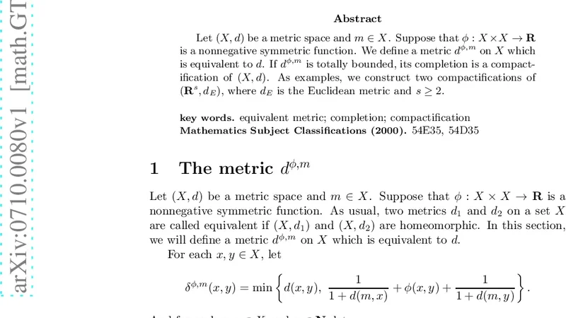 Equivalent metrics and compactifications
