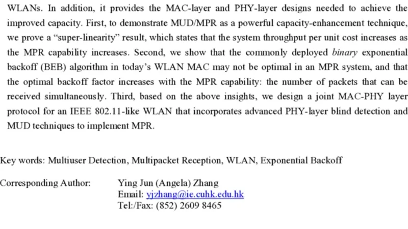 Wireless Local Area Networks with Multiple-Packet Reception Capability