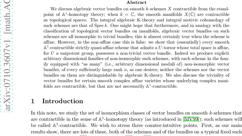 Vector bundles on contractible smooth schemes