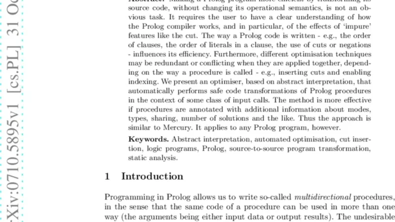 Source-to-source optimizing transformations of Prolog programs based on   abstract interpretation