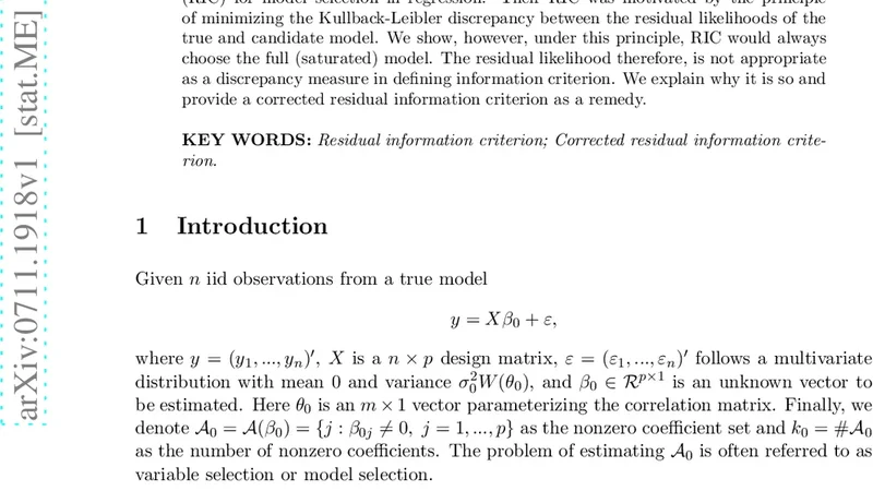 The Residual Information Criterion, Corrected