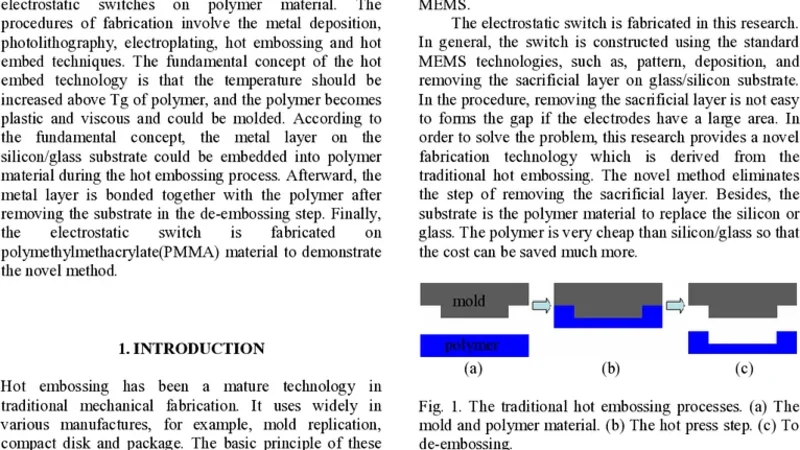 Fabrication of Switches on Polymer-Based by Hot Embossing