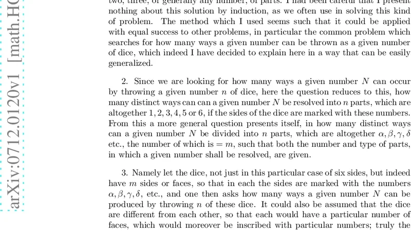 On the partition of numbers into parts of a given type and number