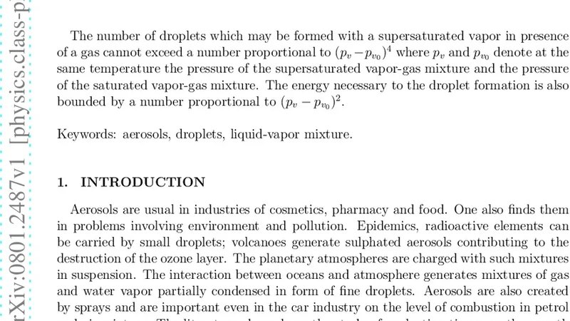 On the number of droplets in aerosols