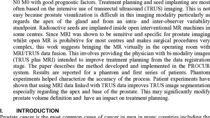 MRI/TRUS data fusion for prostate brachytherapy. Preliminary results