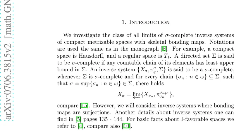 Inverse Systems and I-Favorable Spaces