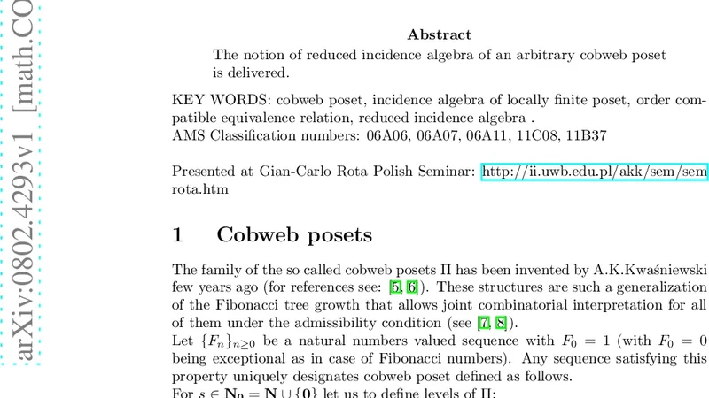 Reduced Incidence algebras description of cobweb posets and KoDAGs