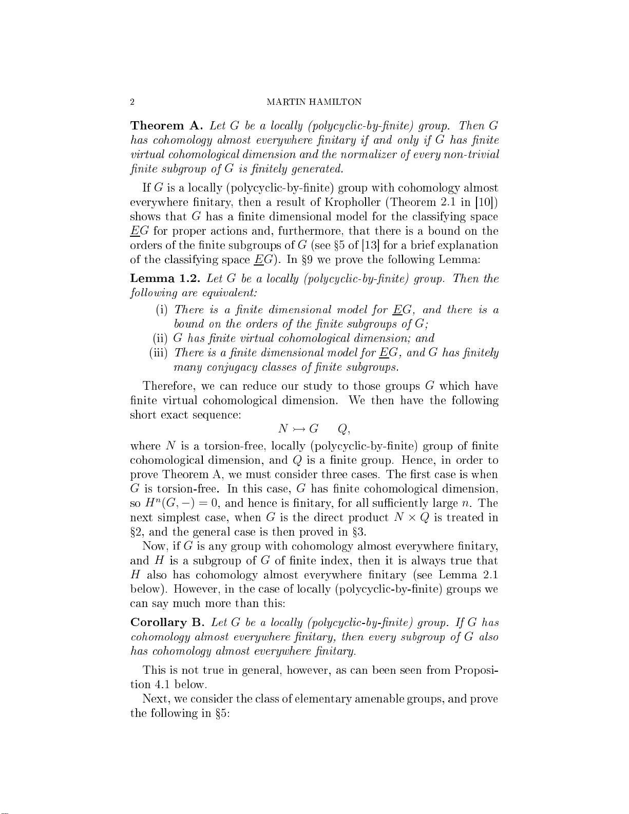 그룹 코호몰로지 피니터리 조건