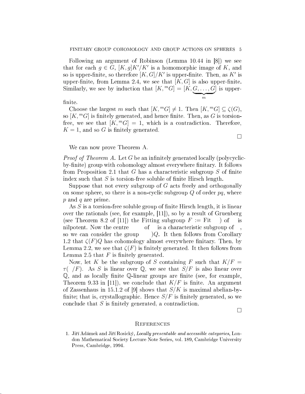 Finitary Group Cohomology and Group Actions on Spheres