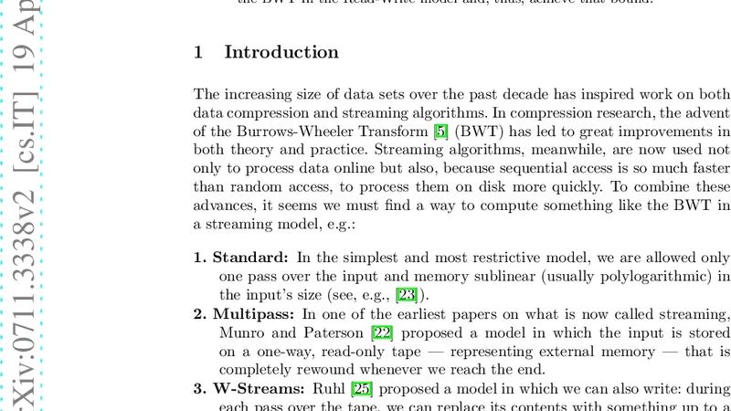 Bounds for Compression in Streaming Models