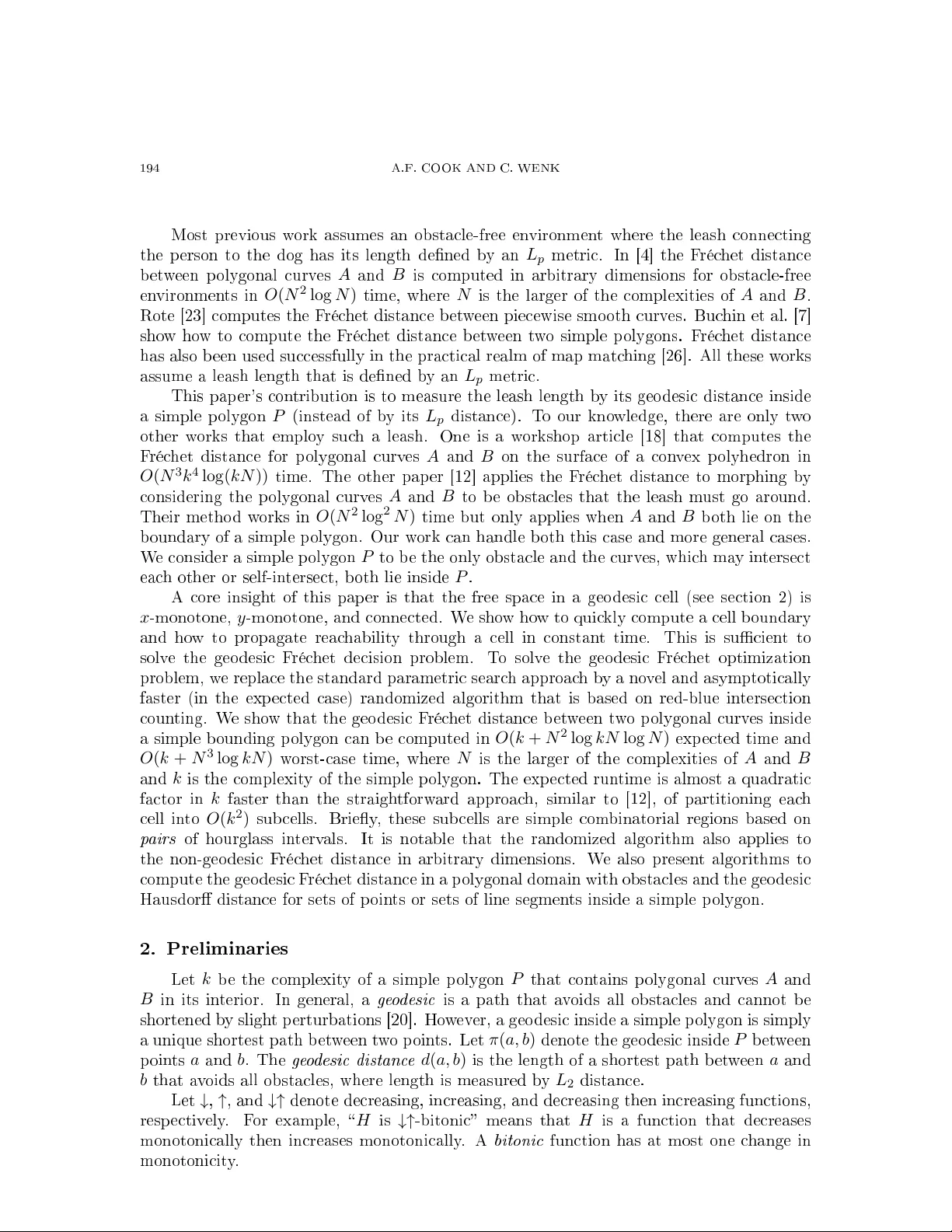 단순다각형내부에서의지오데식프레셰거리