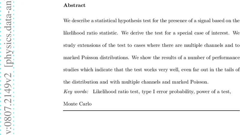 A Test for the Presence of a Signal, with Multiple Channels and Marked   Poisson