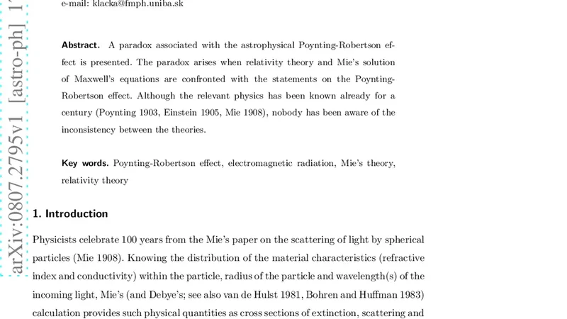Mie, Einstein and the Poynting-Robertson effect