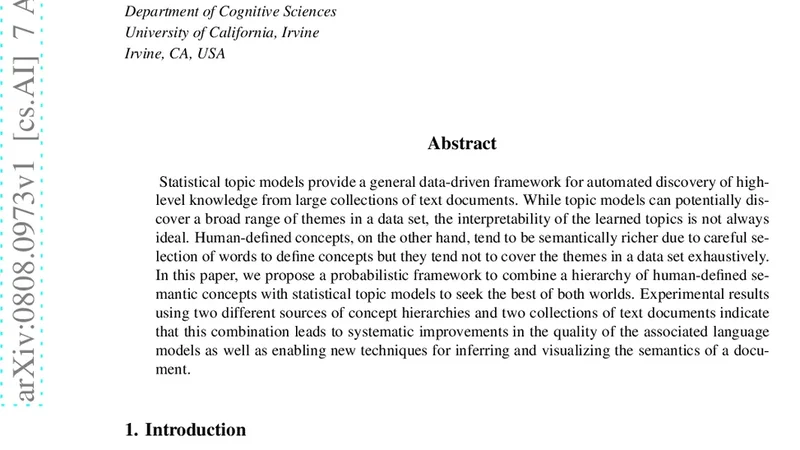 Text Modeling using Unsupervised Topic Models and Concept Hierarchies