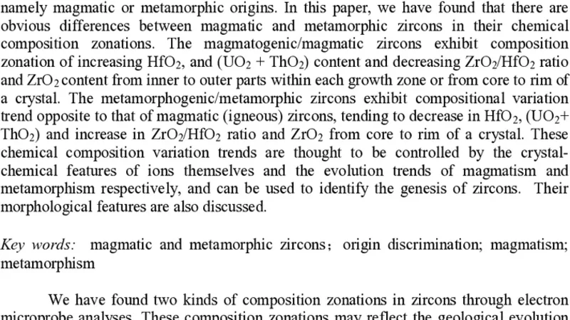 Two Trends of Composition Variation of Zircons and Their Significance in   Origin Discrimination