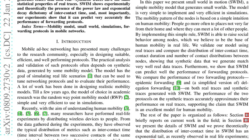 SWIM: A Simple Model to Generate Small Mobile Worlds
