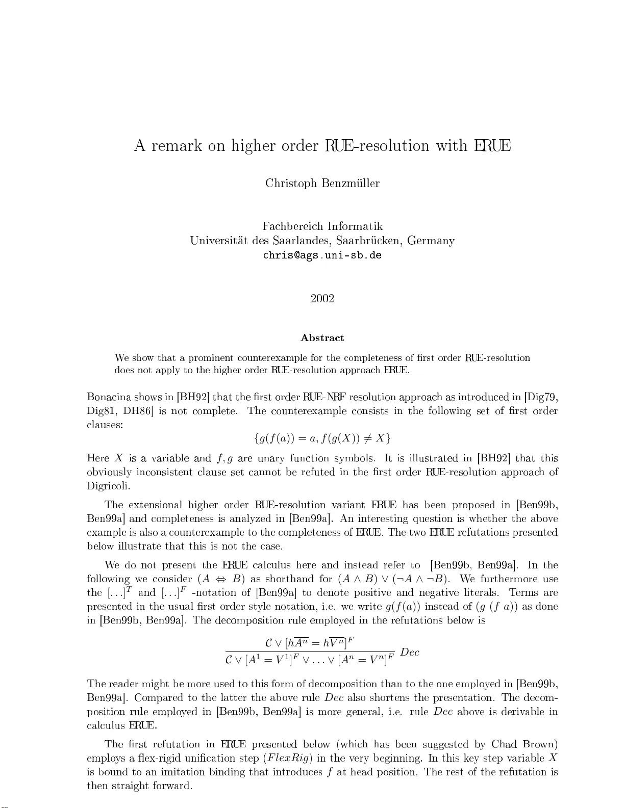 고차원 RUE‑해결의 완전성에 대한 새로운 고찰