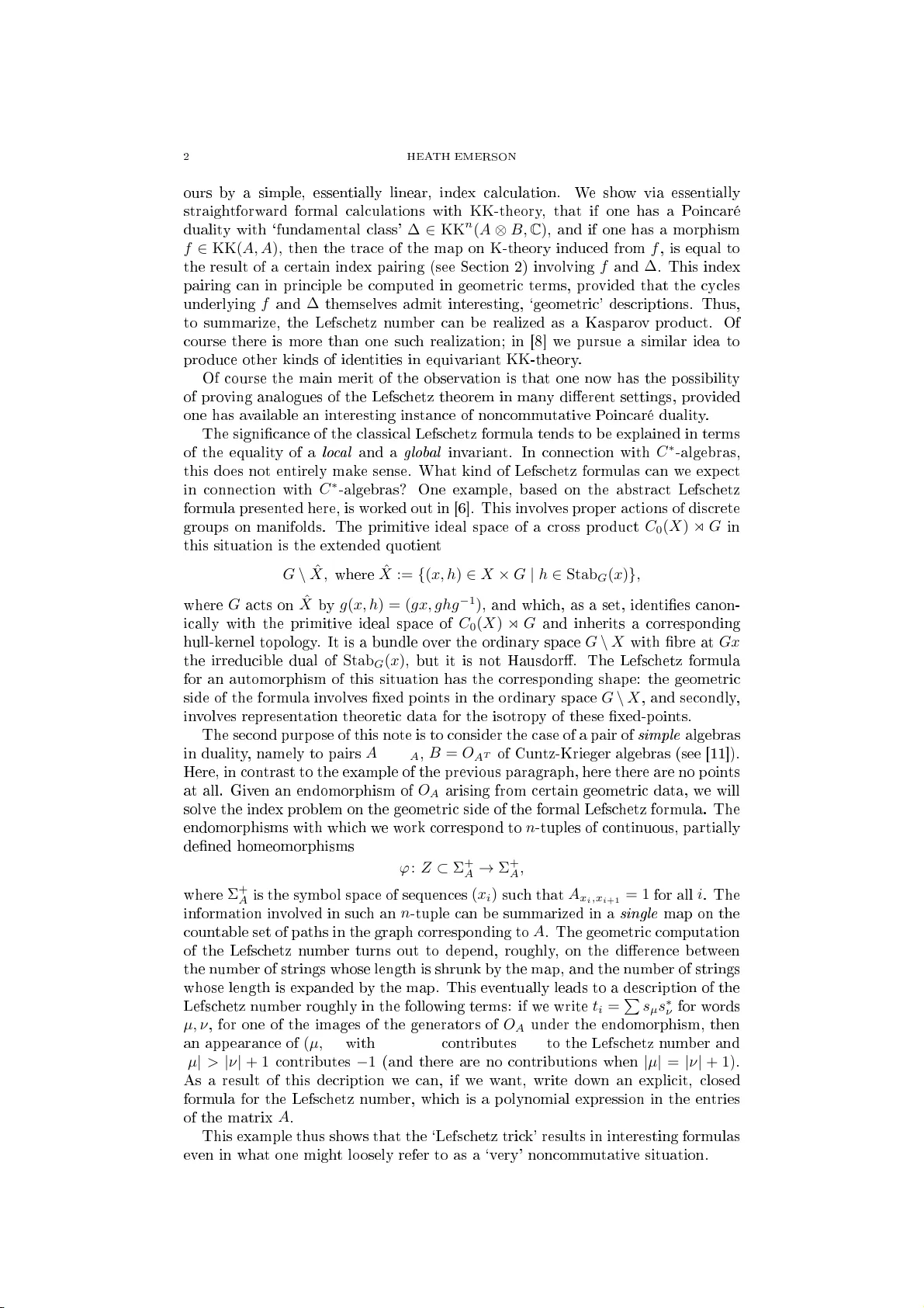 씨알제곱대수의 레프셰츠 수와 지표 공식